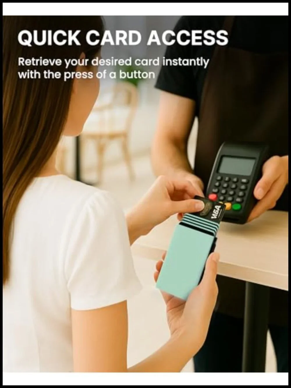 Genuine Leather RFID Blocking Pop Up Card Holder - Slim Minimalist Wallet